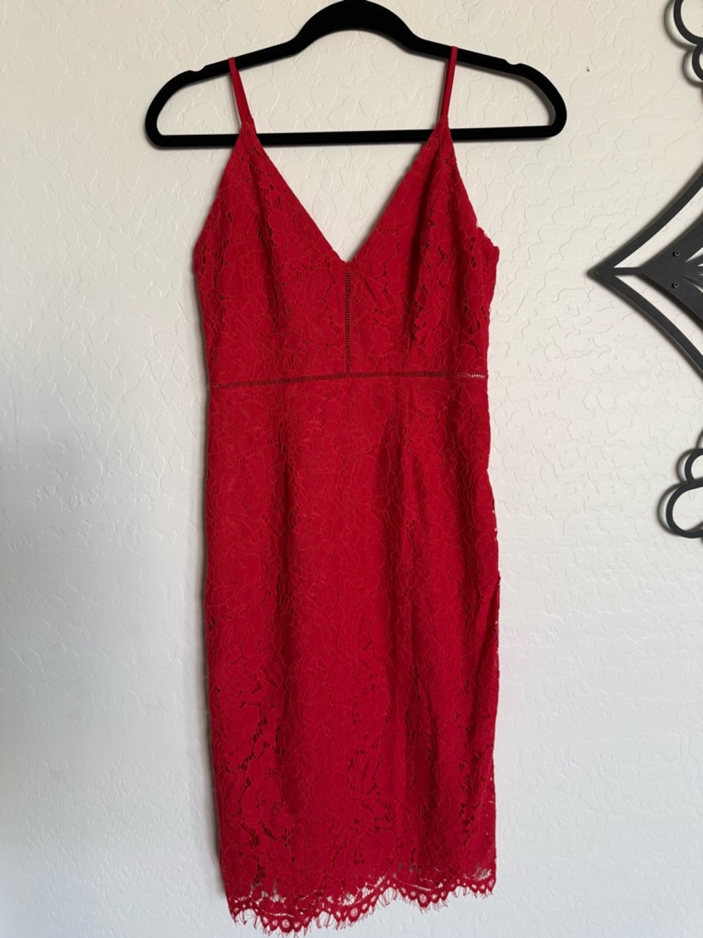ASTR Red Lace V-Neck Spaghetti Strap Dress - XS - Picture 3 of 8